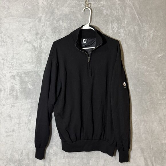 FootJoy Sweater XL Black Half Zip Pullover Wool Lined Golf Performance Indian - Picture 2 of 10